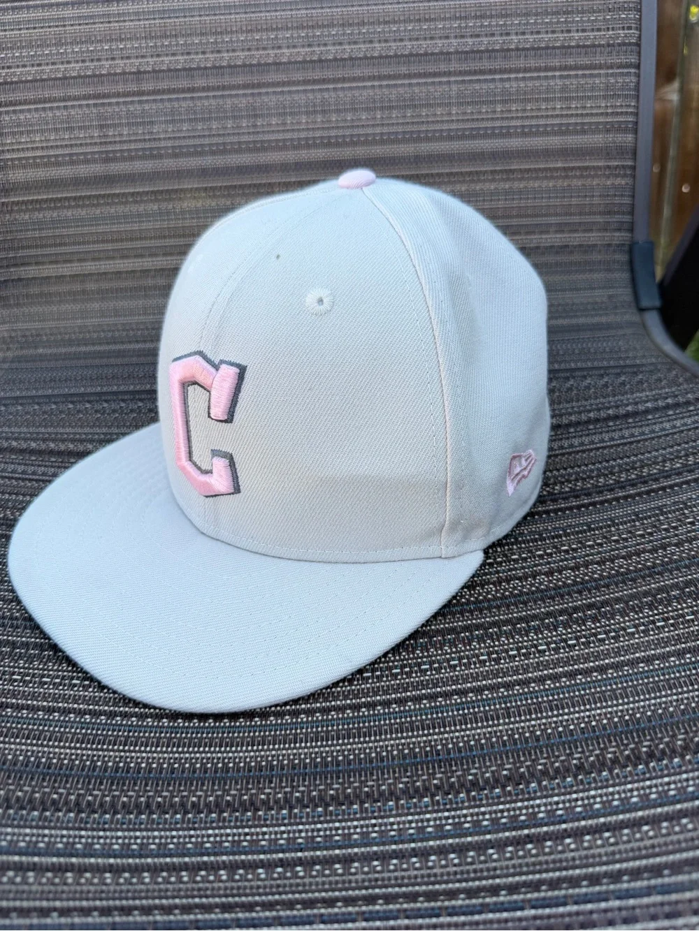 New Era Light Gray Baseball Cap with Pink 'C' Logo